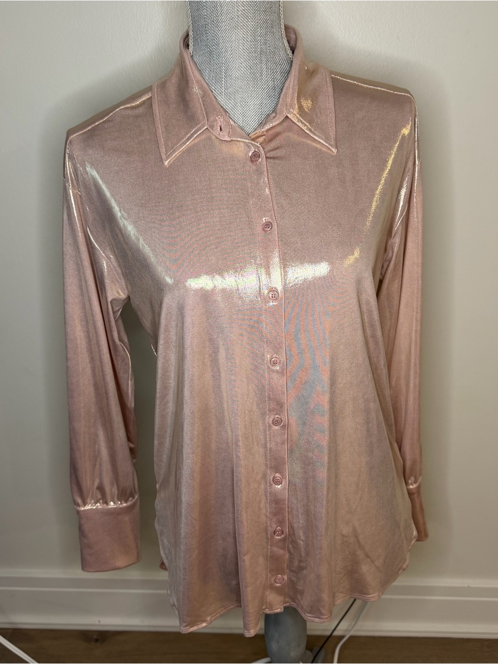 Anthropologie Iridescent Blush Button-Down Shirt